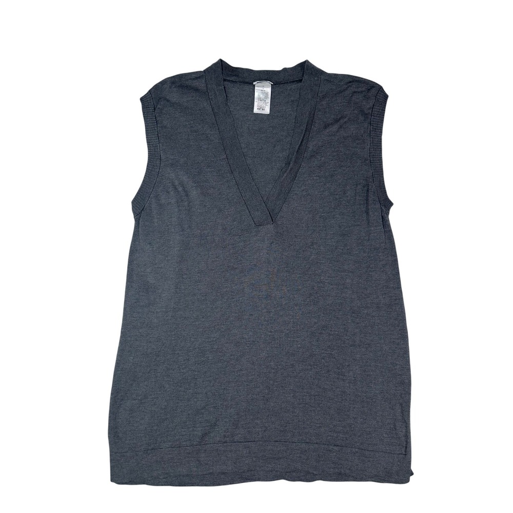 Wolford‎ Silk Glow V-Neck Sleeveless Top Gray Knit Sweater Vest size Medium